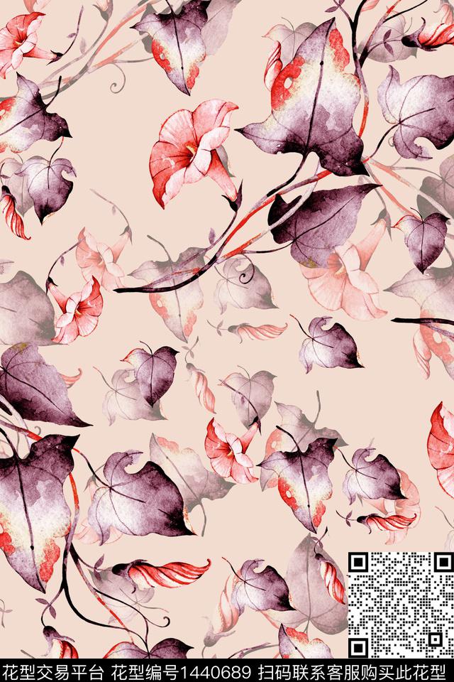 动物花卉绿植树叶水彩数码印花华亿平台下载（图片编号: 1440689） - 瓦栏（Walan）