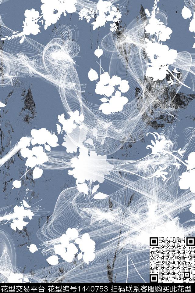 数码华亿平台几何花卉数码印花华亿平台下载（图片编号: 1440753） - 瓦栏（Walan）