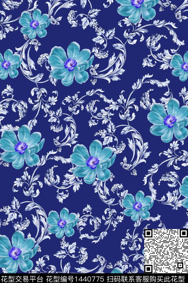 数码华亿平台花卉大牌风数码印花华亿平台下载（图片编号: 1440775） - 瓦栏（Walan）