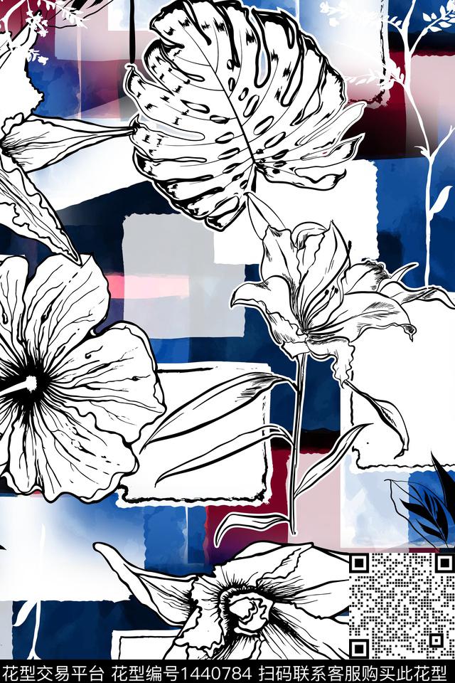 几何矢量花卉抽象花卉传统印花华亿平台下载（图片编号: 1440784） - 瓦栏（Walan）
