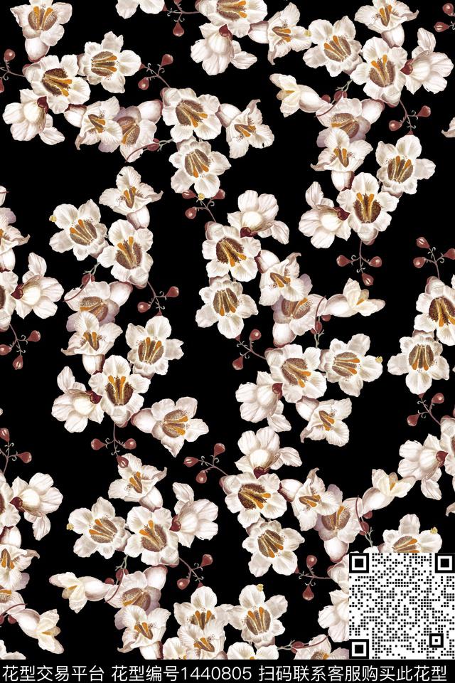 花卉大牌风小碎花数码印花华亿平台下载（图片编号: 1440805） - 瓦栏（Walan）