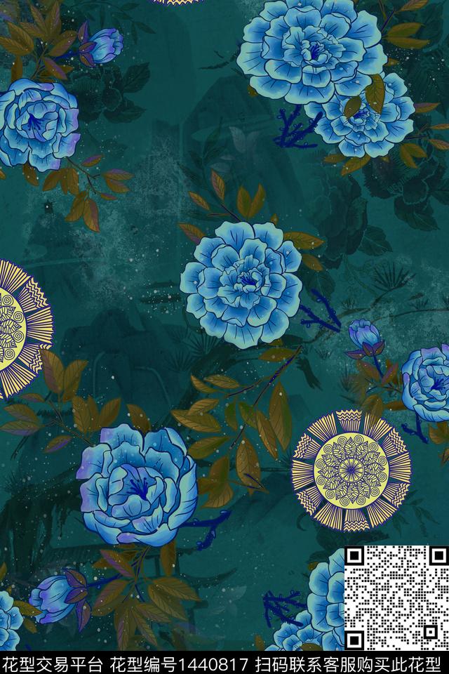 女装花卉香云纱数码印花华亿平台下载（图片编号: 1440817） - 瓦栏（Walan）