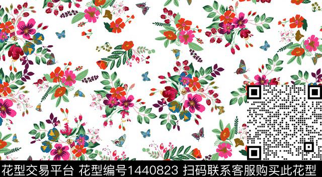 连衣裙趋势华亿平台花卉蝴蝶数码印花华亿平台下载（图片编号: 1440823） - 瓦栏（Walan）