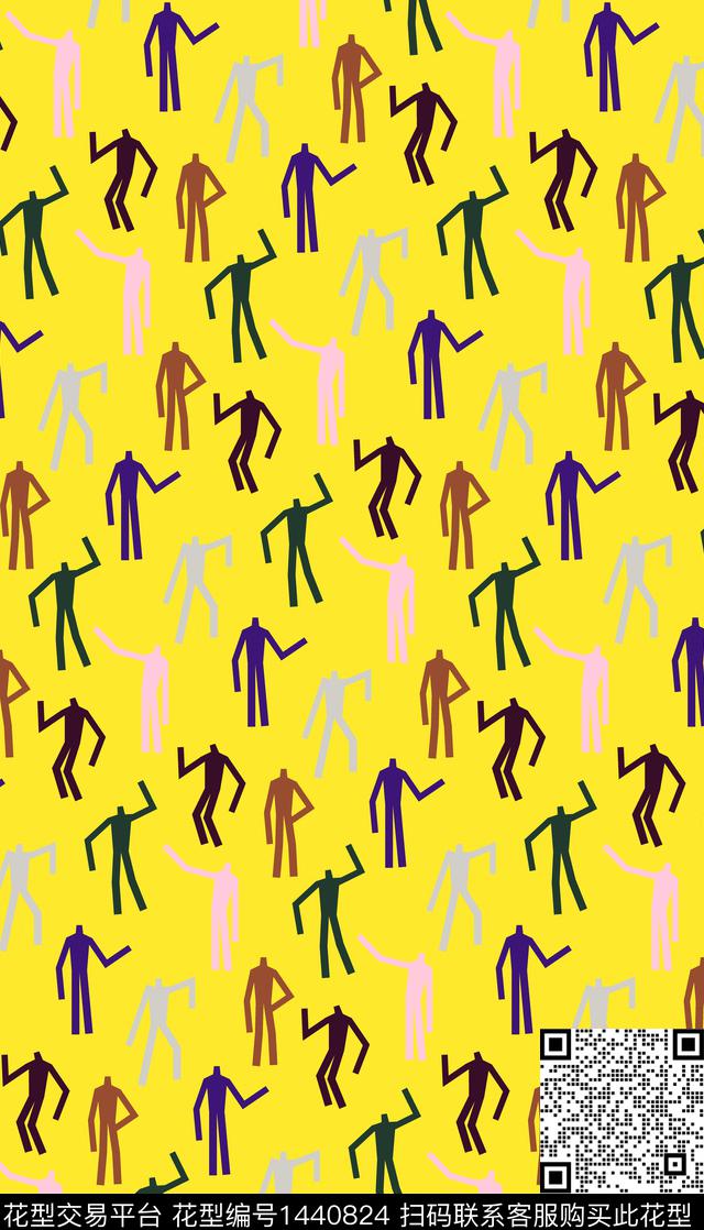 几何学院卡通人物数码印花华亿平台下载（图片编号: 1440824） - 瓦栏（Walan）