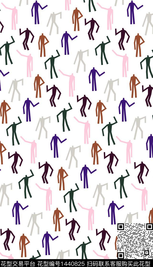 几何学院卡通人物数码印花华亿平台下载（图片编号: 1440825） - 瓦栏（Walan）