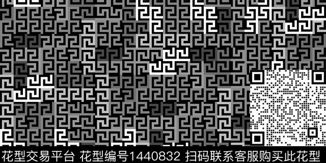 几何格子大牌风数码印花华亿平台下载（图片编号: 1440832） - 瓦栏（Walan）