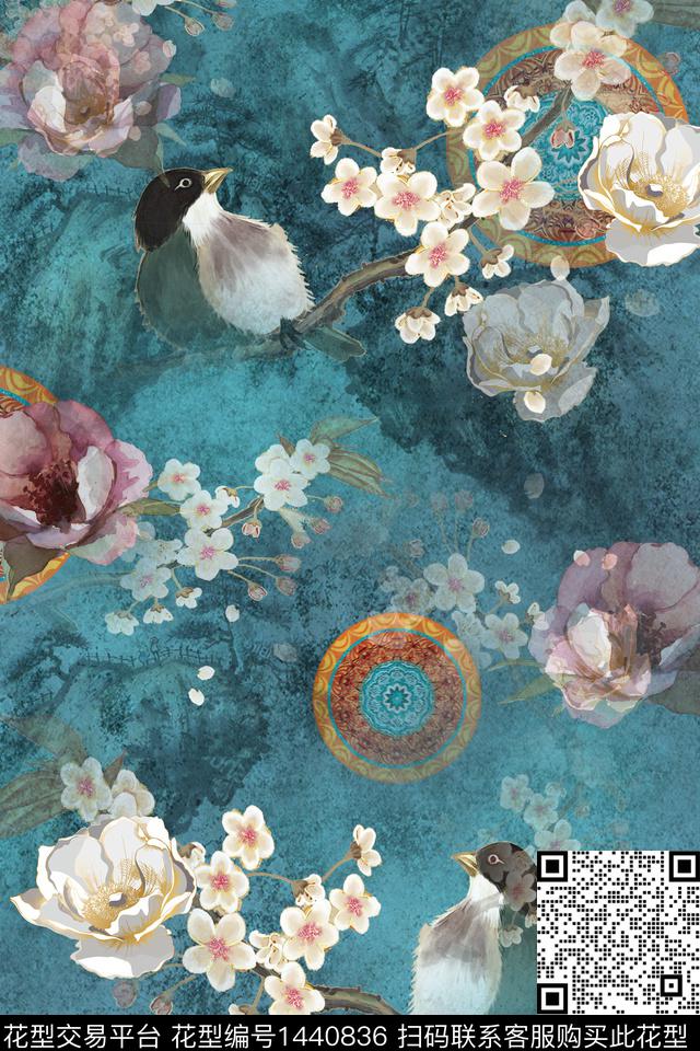 女装花卉香云纱数码印花华亿平台下载（图片编号: 1440836） - 瓦栏（Walan）