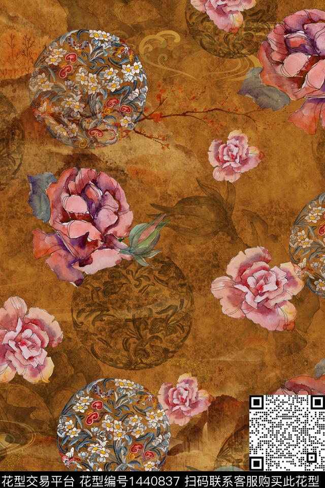 女装花卉香云纱数码印花华亿平台下载（图片编号: 1440837） - 瓦栏（Walan）