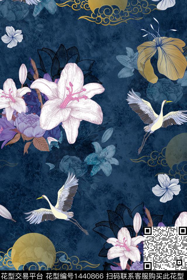 女装花卉香云纱数码印花华亿平台下载（图片编号: 1440866） - 瓦栏（Walan）