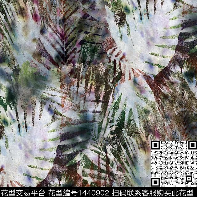 大牌风绿植树叶审数码印花华亿平台下载（图片编号: 1440902） - 瓦栏（Walan）