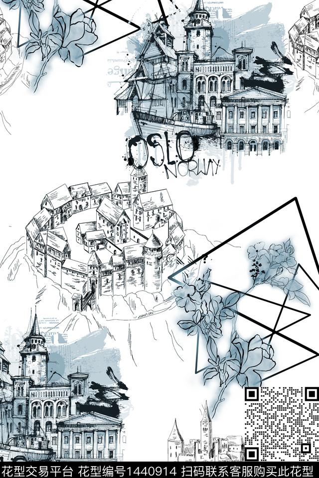 建筑时尚真丝数码印花华亿平台下载（图片编号: 1440914） - 瓦栏（Walan）