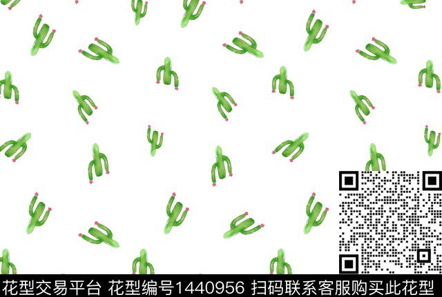水彩仙人掌抽象数码印花华亿平台下载（图片编号: 1440956） - 瓦栏（Walan）