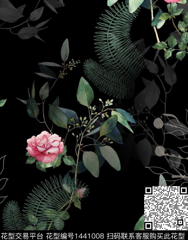 连衣裙女装花卉传统印花华亿平台下载（图片编号: 1441008） - 瓦栏（Walan）