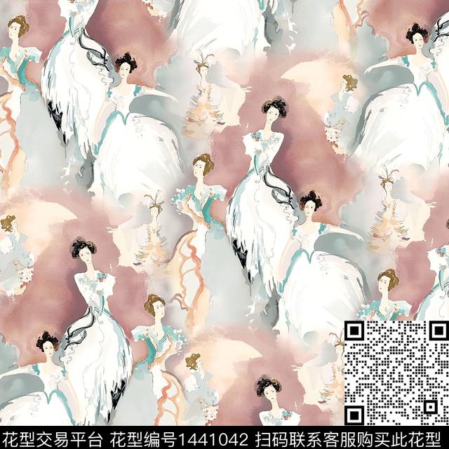 水彩人物2022春夏数码印花华亿平台下载（图片编号: 1441042） - 瓦栏（Walan）