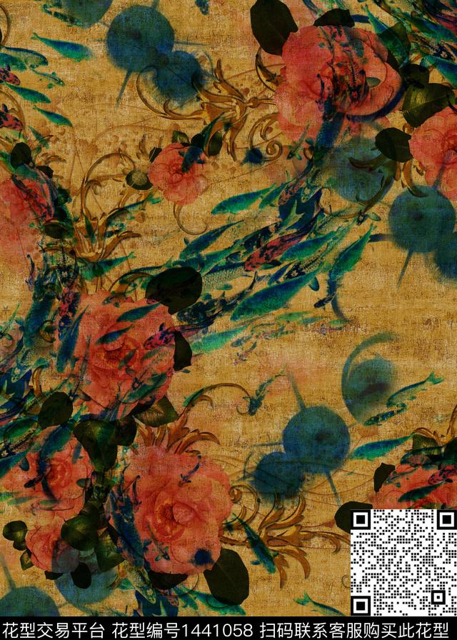 香云纱鱼中老年数码印花华亿平台下载（图片编号: 1441058） - 瓦栏（Walan）