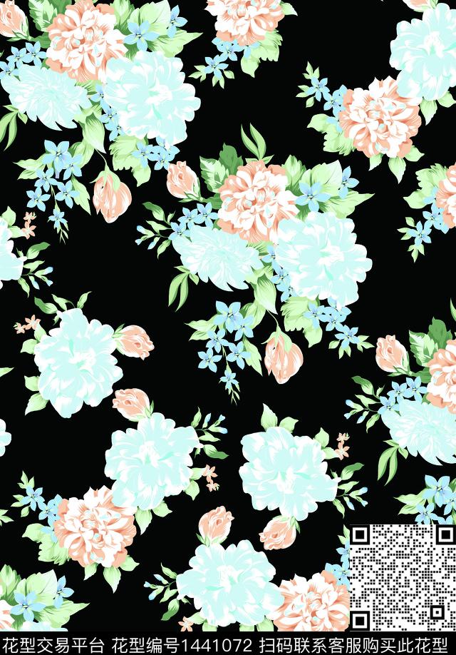 数码华亿平台抽象花卉花卉数码印花华亿平台下载（图片编号: 1441072） - 瓦栏（Walan）