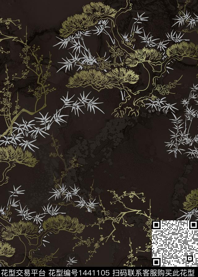 数码华亿平台花卉线条花卉数码印花华亿平台下载（图片编号: 1441105） - 瓦栏（Walan）