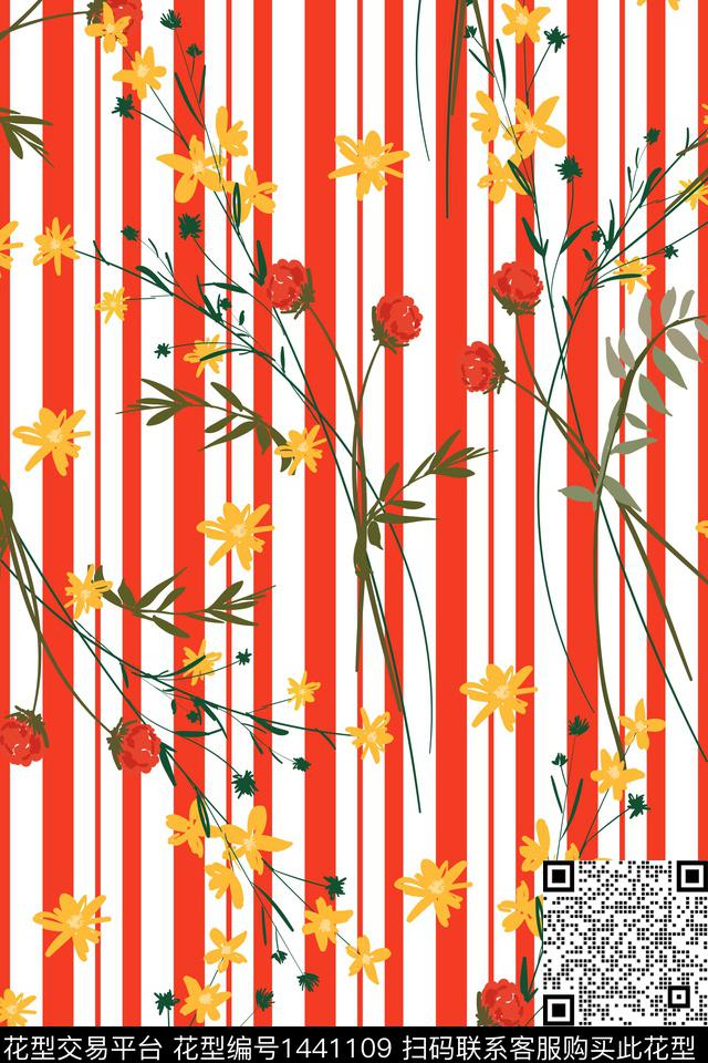几何花卉大牌风数码印花华亿平台下载（图片编号: 1441109） - 瓦栏（Walan）