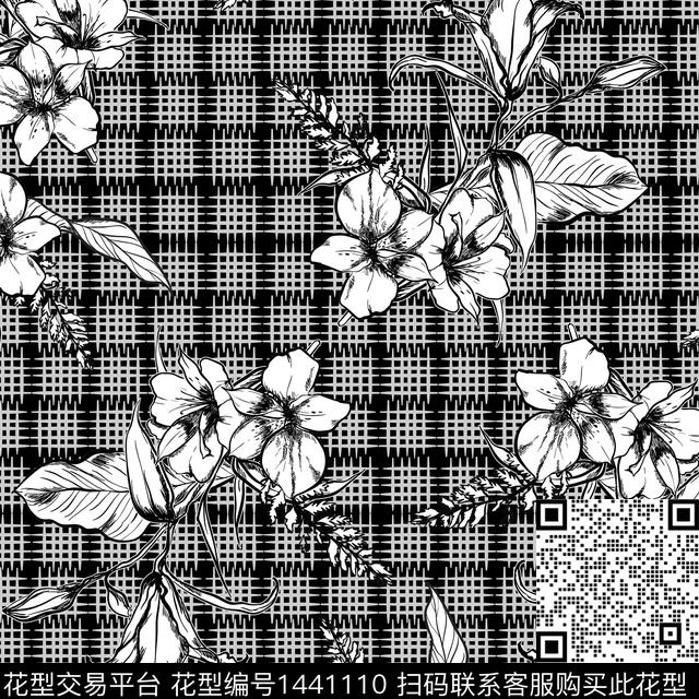 几何花卉大牌风数码印花华亿平台下载（图片编号: 1441110） - 瓦栏（Walan）