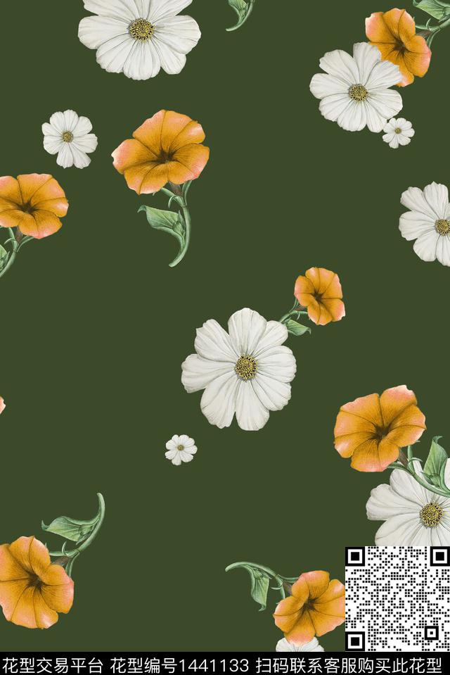 绿植树叶数码华亿平台花卉数码印花华亿平台下载（图片编号: 1441133） - 瓦栏（Walan）