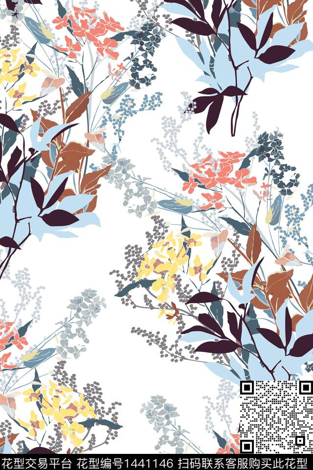 连衣裙花卉春夏华亿平台数码印花华亿平台下载（图片编号: 1441146） - 瓦栏（Walan）