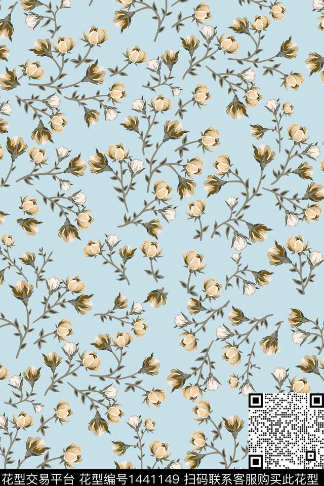 连衣裙花卉春夏华亿平台数码印花华亿平台下载（图片编号: 1441149） - 瓦栏（Walan）