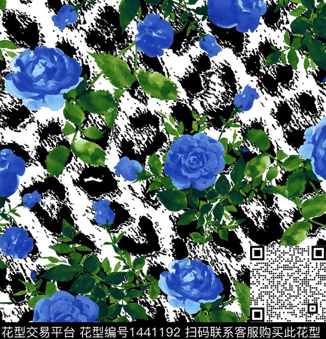 豹纹玫瑰花RichardQuinn数码印花华亿平台下载（图片编号: 1441192） - 瓦栏（Walan）
