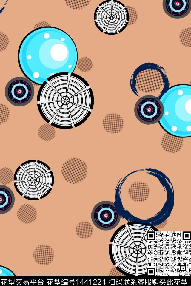 数码华亿平台几何花卉数码印花华亿平台下载（图片编号: 1441224） - 瓦栏（Walan）