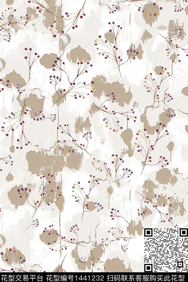 线条肌理花卉数码印花华亿平台下载（图片编号: 1441232） - 瓦栏（Walan）