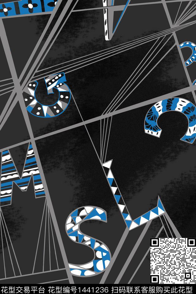 大牌风抽象字母传统印花华亿平台下载（图片编号: 1441236） - 瓦栏（Walan）