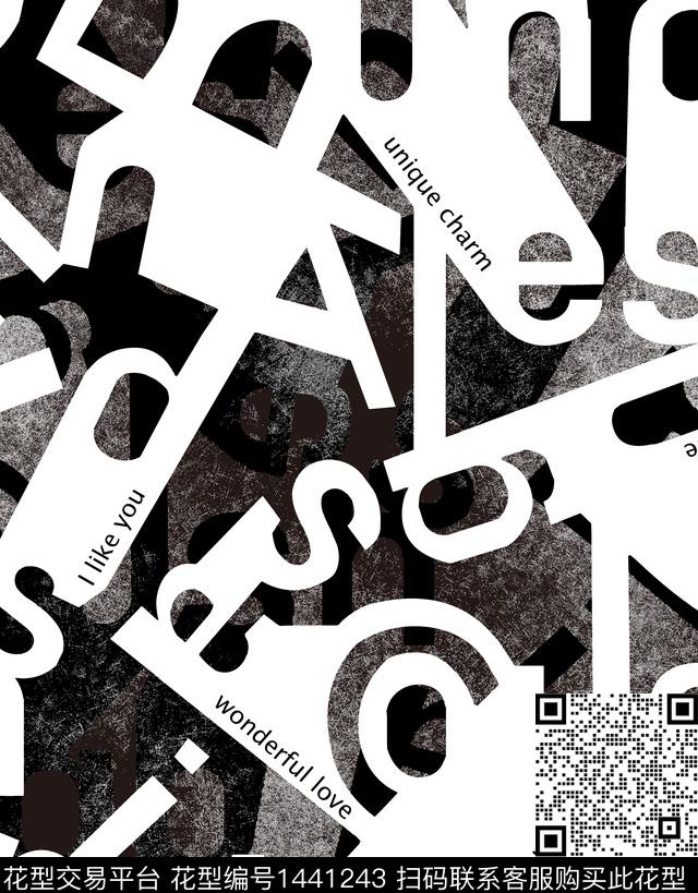 大牌风抽象字母传统印花华亿平台下载（图片编号: 1441243） - 瓦栏（Walan）