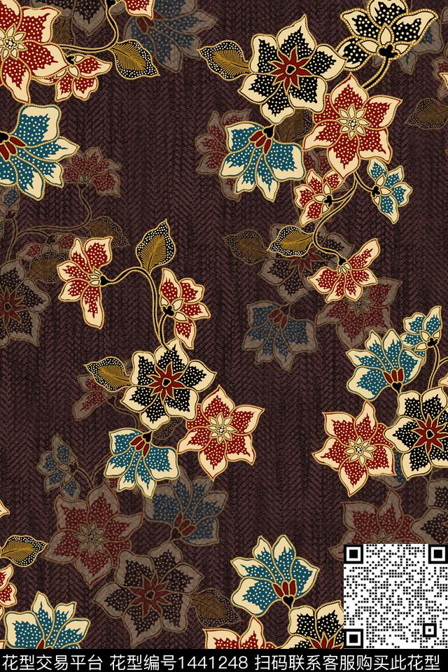 时尚花卉雕印华亿平台数码印花华亿平台下载（图片编号: 1441248） - 瓦栏（Walan）