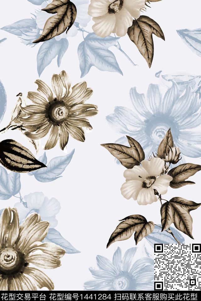 花卉素雅配饰数码印花华亿平台下载（图片编号: 1441284） - 瓦栏（Walan）