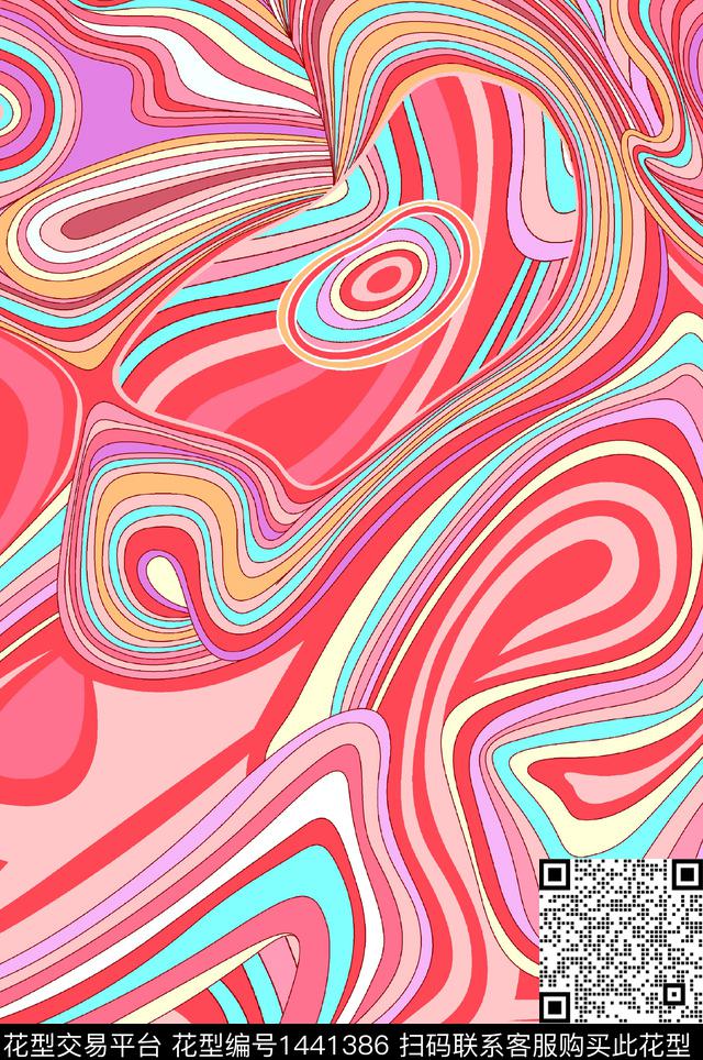 抽象年轻女性数码印花华亿平台下载（图片编号: 1441386） - 瓦栏（Walan）