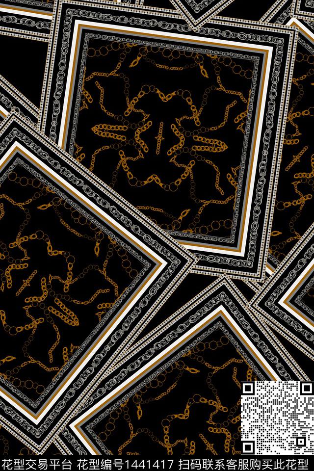 时尚真丝混合拼接数码印花华亿平台下载（图片编号: 1441417） - 瓦栏（Walan）