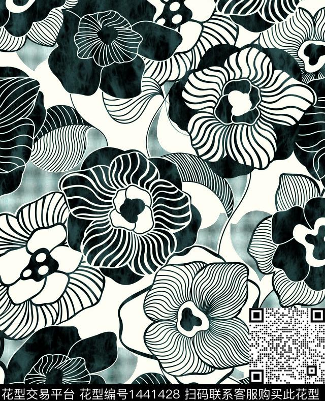 数码华亿平台花卉大牌风数码印花华亿平台下载（图片编号: 1441428） - 瓦栏（Walan）