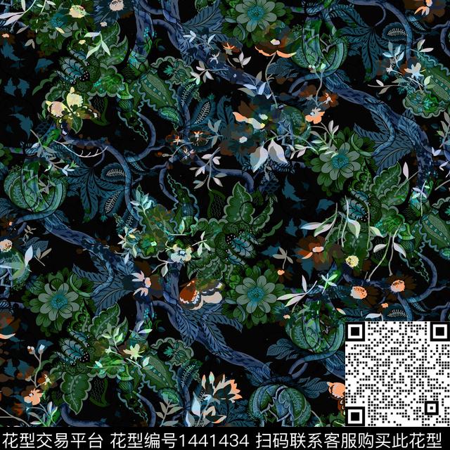 数码华亿平台几何香云纱数码印花华亿平台下载（图片编号: 1441434） - 瓦栏（Walan）