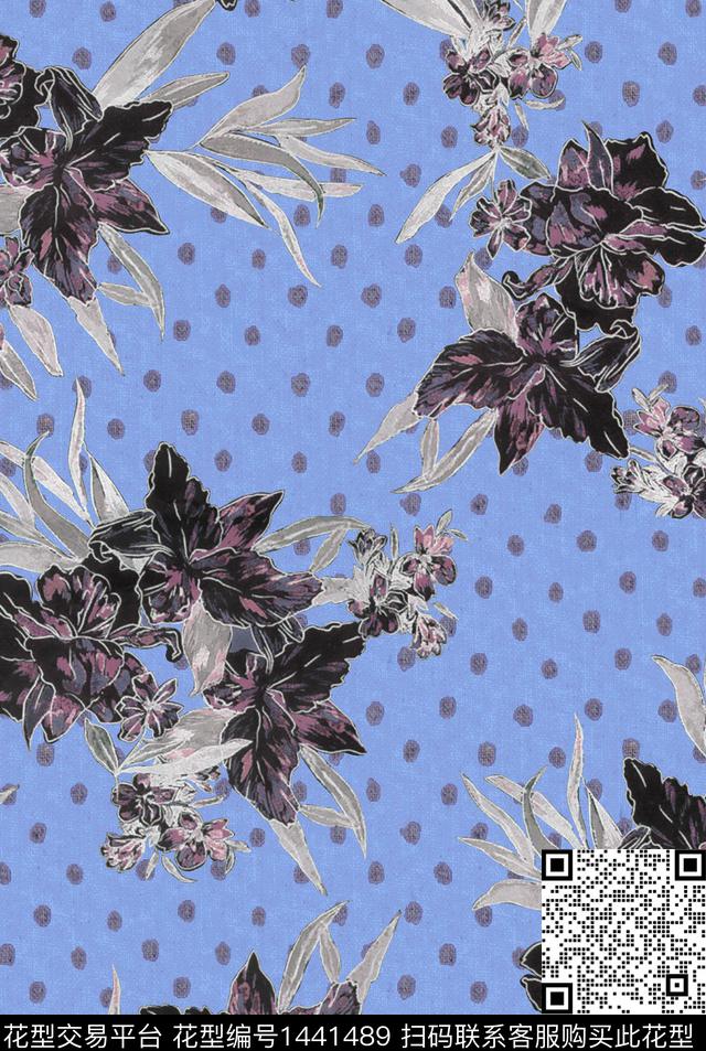 数码华亿平台花卉大牌风数码印花华亿平台下载（图片编号: 1441489） - 瓦栏（Walan）