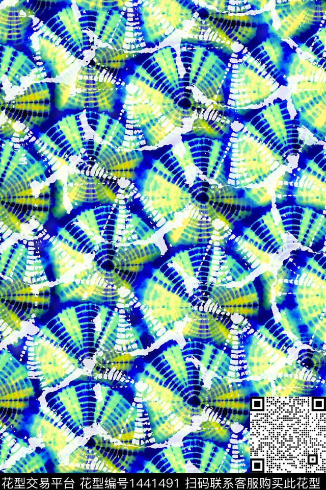 数码华亿平台抽象花卉扎染华亿平台数码印花华亿平台下载（图片编号: 1441491） - 瓦栏（Walan）