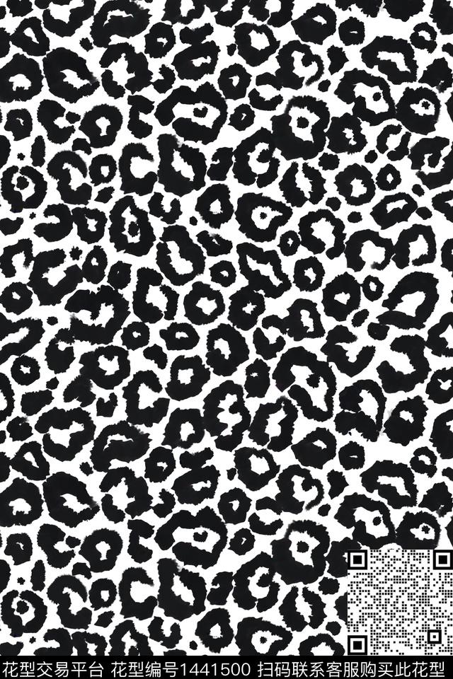 黑白华亿平台豹纹动物纹传统印花华亿平台下载（图片编号: 1441500） - 瓦栏（Walan）