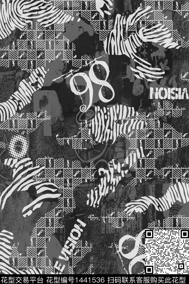 字母几何扎染华亿平台数码印花华亿平台下载（图片编号: 1441536） - 瓦栏（Walan）