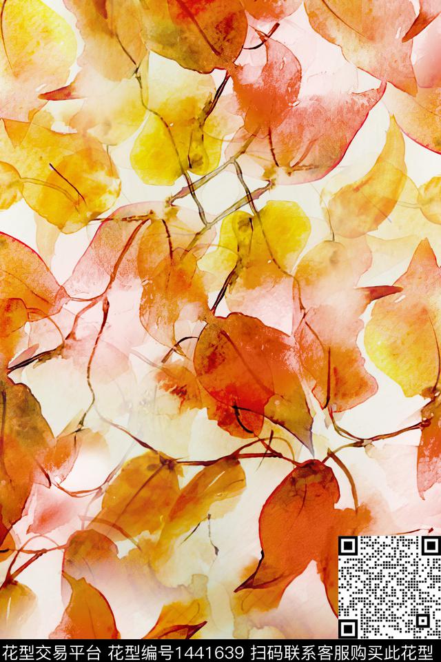 绿植树叶肌理花卉数码印花华亿平台下载（图片编号: 1441639） - 瓦栏（Walan）