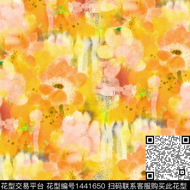 荷花水彩花卉中国风数码印花华亿平台下载（图片编号: 1441650） - 瓦栏（Walan）