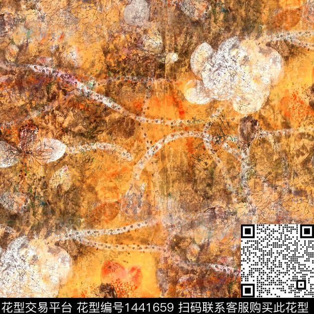 荷花水彩花卉中国风数码印花华亿平台下载（图片编号: 1441659） - 瓦栏（Walan）