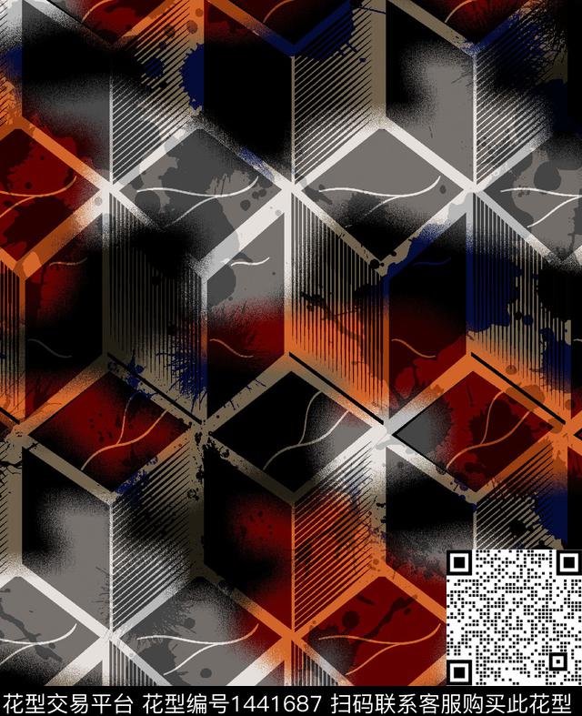 字母数码华亿平台几何数码印花华亿平台下载（图片编号: 1441687） - 瓦栏（Walan）