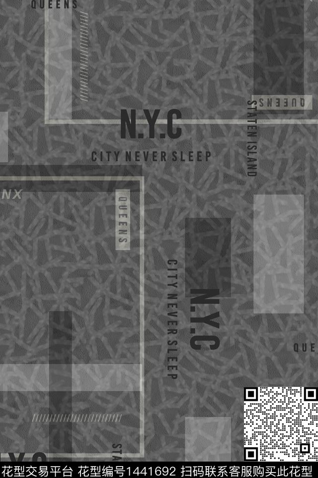 字母几何肌理数码印花华亿平台下载（图片编号: 1441692） - 瓦栏（Walan）