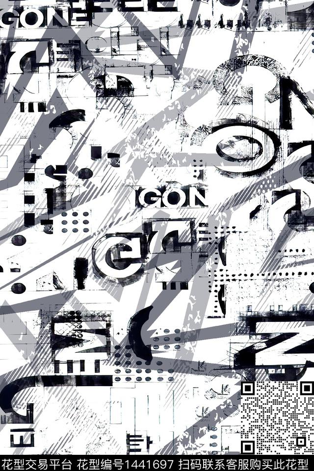 字母时尚几何数码印花华亿平台下载（图片编号: 1441697） - 瓦栏（Walan）