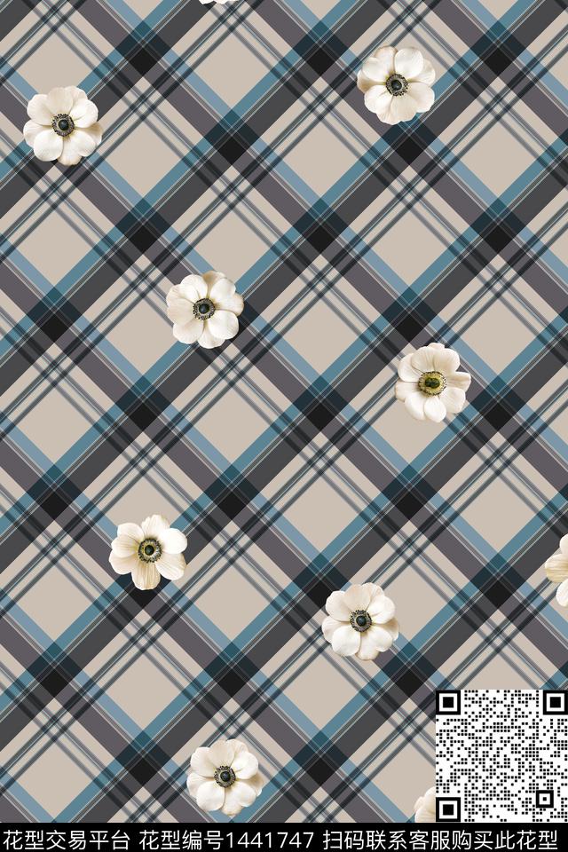 数码华亿平台水彩格子数码印花华亿平台下载（图片编号: 1441747） - 瓦栏（Walan）