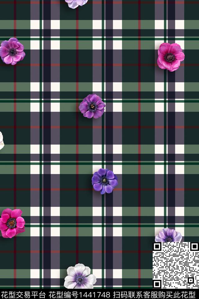 数码华亿平台水彩格子数码印花华亿平台下载（图片编号: 1441748） - 瓦栏（Walan）