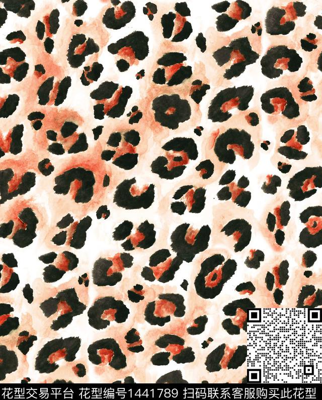 水彩豹纹大牌风数码印花华亿平台下载（图片编号: 1441789） - 瓦栏（Walan）